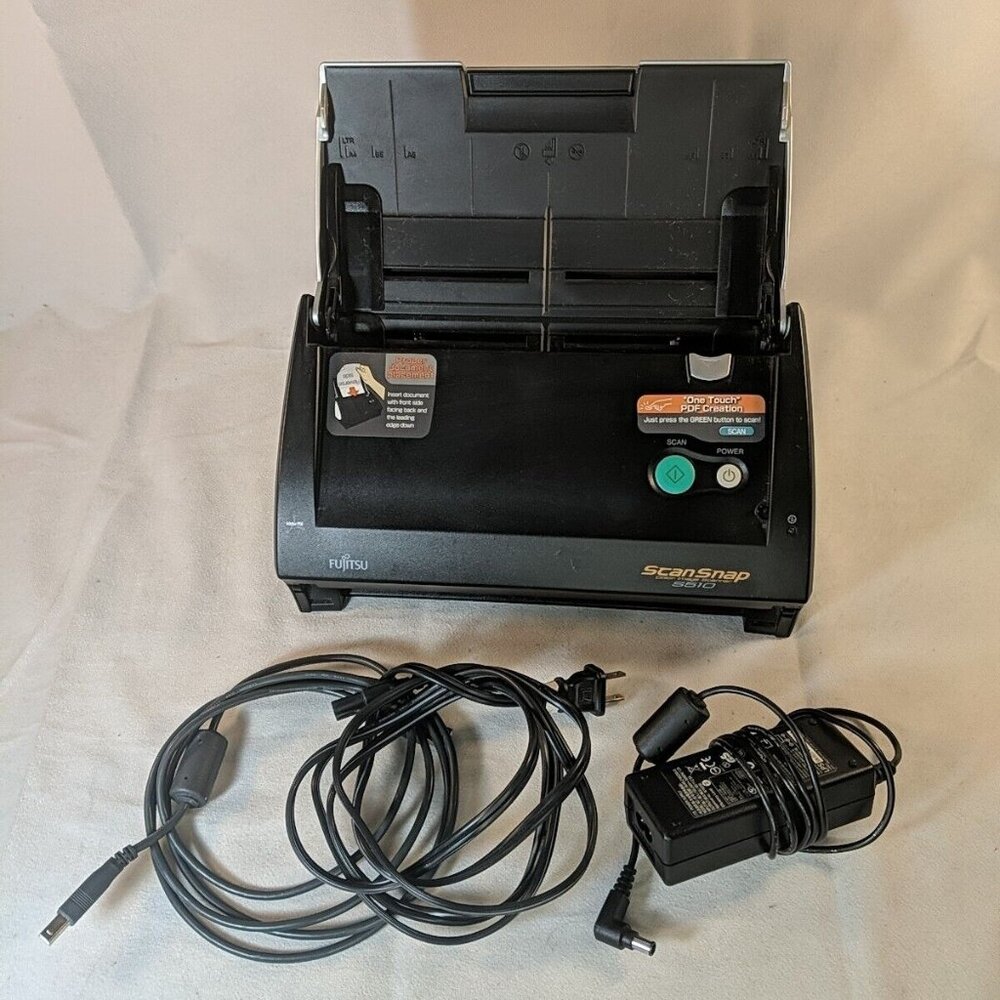 Fujitsu ScanSnap S510 Color Image Scanner Silver with Adapter Connection Cables